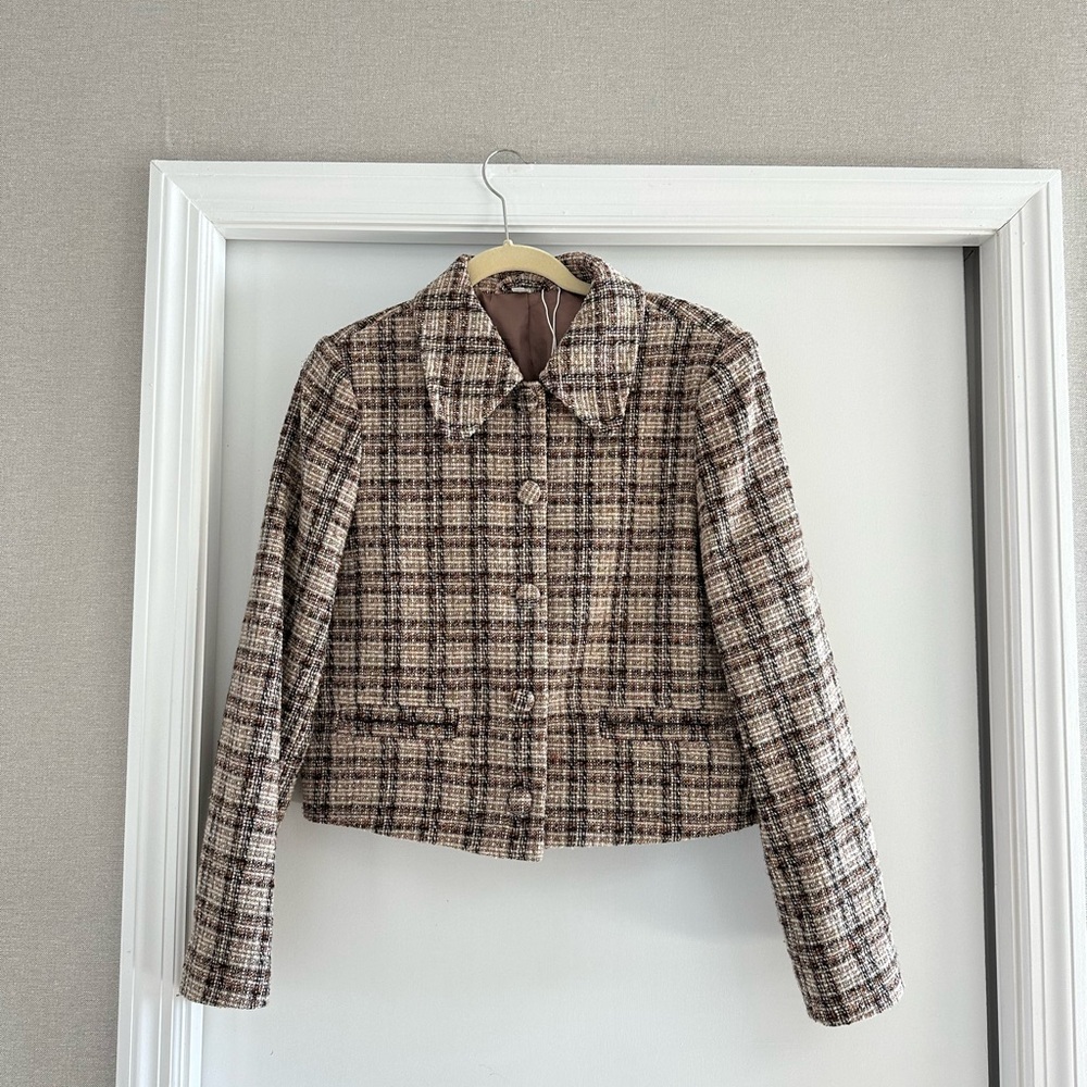 & Other Stories Checkered Brown Blazer